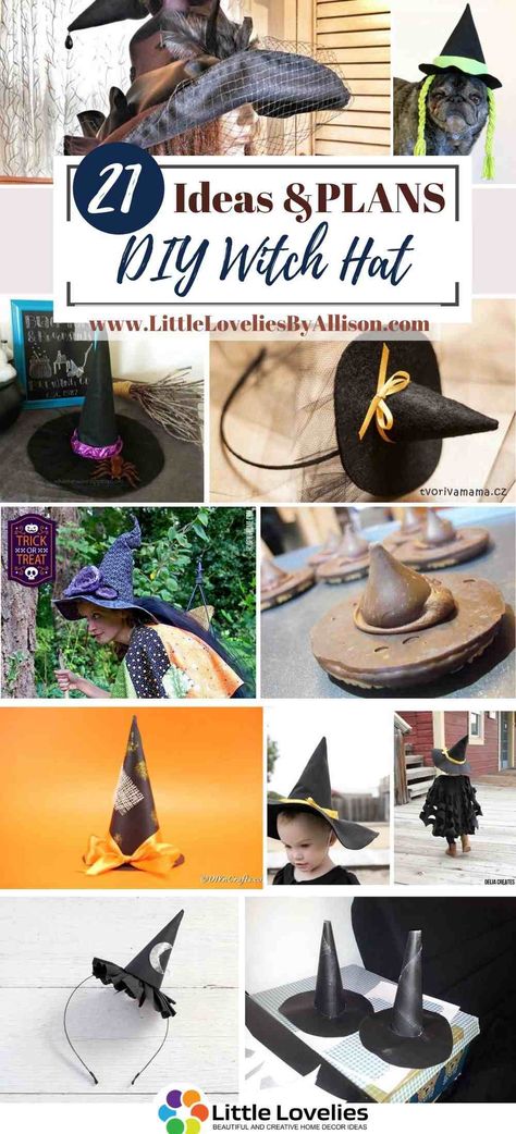 Witch Hat Ideas, Make A Witch Hat, Diy Witch Hat, Felt Witch Hat, Diy Witch, Black Witch Hat, Scary Witch, Halloween Things, Beautiful Witch