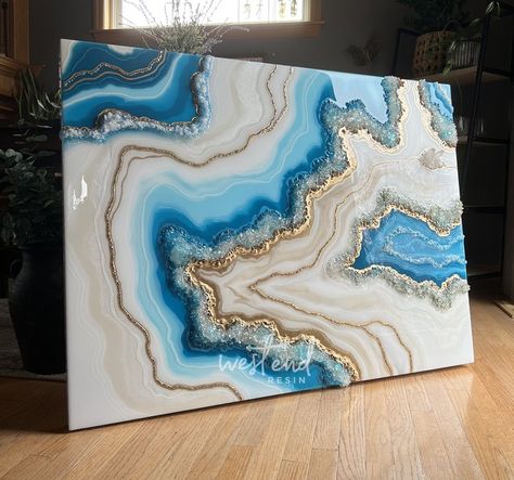 Resin Art Canvas, Seni Resin, Abstract Resin Art, Agate Art, Wall Art Tutorial, Crystal Drawing, Resin Art Painting, Diy Resin Projects, Geode Art