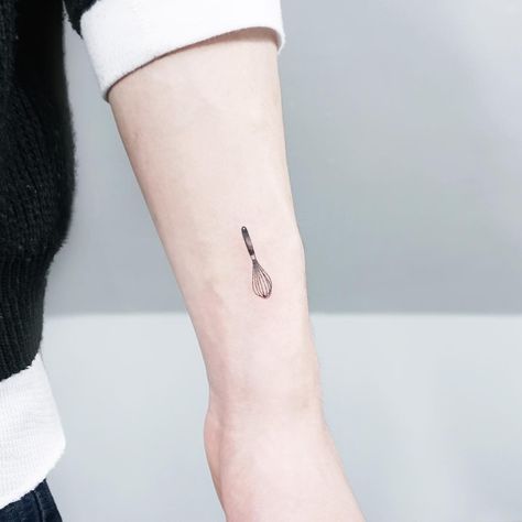 Tiny whisk tattoo on the left inner forearm Tiny Whisk Tattoo, Pastry Chef Tattoo, Baking Tattoo Ideas, Whisk Tattoo, Pastry Tattoo, Baking Tattoo, Cooking Tattoo, Baker Tattoo, Culinary Tattoos