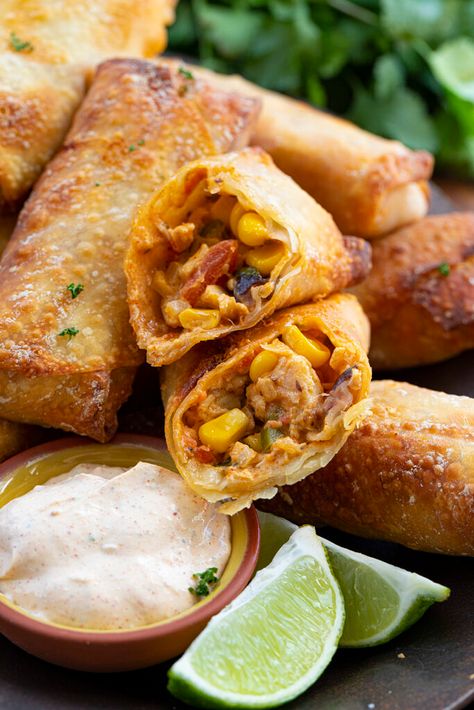 Southwest Eggrolls Recipe, Rotisserie Chicken Cream Cheese, Southwest Eggrolls, Southwest Egg Rolls, Southwestern Egg Rolls, Egg Roll Ingredients, Chicken Cream Cheese, Cheese Vegetables, Southwest Recipes