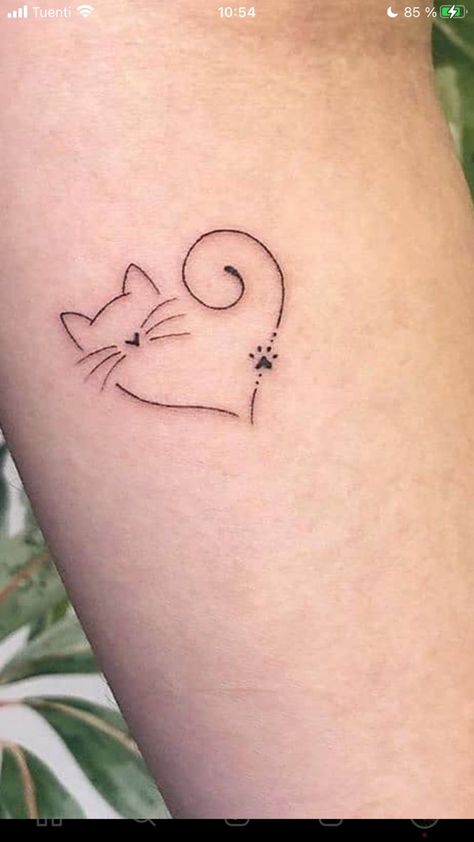 Cat Stencil Tattoo, Cat Tattoo Placement, Colorful Cat Tattoo, 2 Cats Tattoo, Unique Cat Tattoo, Siamese Cat Tattoo, Small Cat Tattoo Ideas, Cat Paw Tattoo, Tattoos For Women Cat