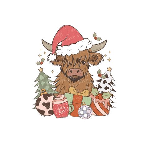 Christmas Santa Gifts, Highland Cow Christmas, Cow Wallpaper, Cow Print Wallpaper, Cow Christmas, Xmas Wallpaper, Cow Png, Cute Christmas Wallpaper, Cowboy Christmas