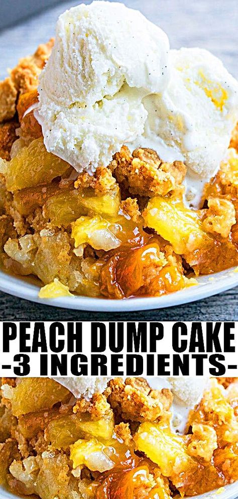 Dump Cake Peach, Canned Pie Filling, Cake Mix Cobbler, Peach Cobbler Dump Cake, Desserts Oreo, Peach Dump Cake, Dump Cake Recipe, Peach Pie Filling, Peach Dessert Recipes