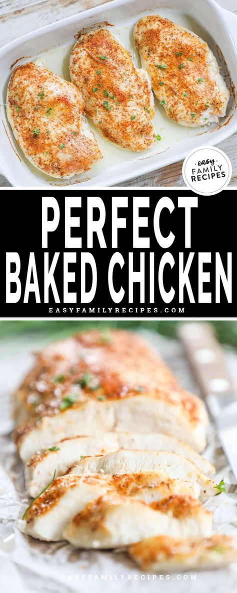 The BEST Baked Chicken Recipe! This recipe makes the most tender juicy chicken breasts every time. Best part is that it is quick, easy, and requires no special equipment. This chicken breast recipe is perfect for a simple easy dinner idea, or can be used to make shredded chicken to use in casseroles or meal prep recipes. This is the chicken recipe that everyone needs! Low Fat Chicken Breast Recipes, Heart Healthy Chicken Recipes, Healthy Baked Chicken Breast, Best Baked Chicken Recipe, Perfect Baked Chicken Breast, The Best Baked Chicken, Perfect Baked Chicken, Best Baked Chicken, Baked Chicken Casserole