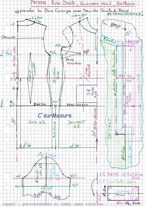 fiche pour faire cette robe Sur-mesure, d'apres une Base corsage standard ou à vos mesures ! Hanky Dress, Costumes Couture, Sewing Pants, Maternity Midi Dress, Pants Sewing Pattern, Set Patterns, Couture Sewing, Kids Coats, Pants Pattern