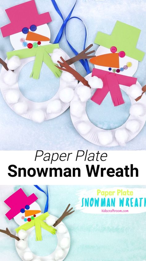 Paper Plate Snowman, Baby Christmas Crafts, Christmas Crafts Snowman, Christmas Mug Rugs, Kids Craft Room, Paper Chain, Preschool Christmas Crafts, Christmas Craft Projects, Winter Craft