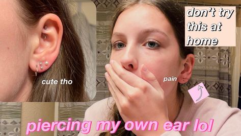 go watch my new youtube video! How To Pierce Ear At Home, How To Pierce Your Ears At Home, Pierce Your Own Ears, Getting Your Ears Pierced, Ears Pierced, Youtube Video, Working Out, Ear Piercings, Youtube Videos