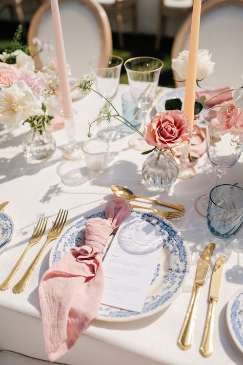 Knotted Napkin, Euridge Manor, Prince Photography, Pastel Wedding Theme, Alfresco Wedding, Floral Centrepieces, The Boathouse, Contemporary Bridal, Gold Cutlery