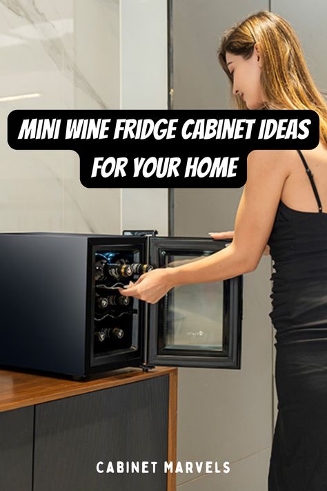 Mini Wine Fridge Cabinet Ideas Wine Cooler Cabinet Ideas, Wine Refrigerator Ideas, Wine Fridge Ideas, Fridge Cabinet Ideas, Wine Fridge Cabinet, Mini Wine Fridge, Cool Mini Fridge, Fridge Cabinet, Wine Storage Cabinets