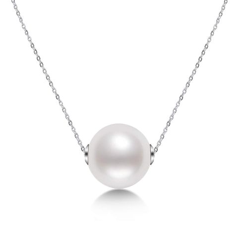 (Ad) 18K Gold White Pearl Pendant Necklace 9.5-10mm Freshwater Cultured Single Pearl Necklace Gifts for Women Wife Mom Girls Valentines Day - White Gold/Yellow Gold (As an Amazon Associate I earn from qualifying purchases) #whitegoldnecklace Single Pearl Necklace, Valentines For Mom, Single Pearl, 18k Gold Chain, 18k Gold Necklace, Cultured Pearl Necklace, White Gold Chains, Sterling Silver Chain Necklace, White Gold Necklaces