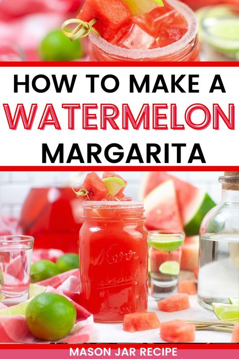 Screwdriver Recipe, Watermelon Margarita Recipe, Frozen Watermelon Margarita, Watermelon Margaritas, Ripe Watermelon, Best Margarita, Mason Jar Recipe, Watermelon Wedge, Mason Jar Drinks