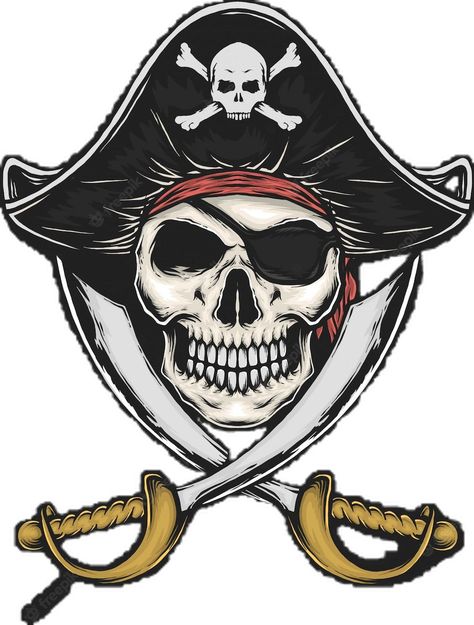 Pirate Hat Drawing, Pirate Vector, Ink Reference, Pirate Skull Tattoos, Vintage Pirate, Chic Tattoo, Old Sailing Ships, Pirate Theme Party, Pirate Hats