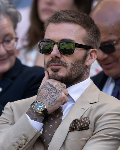 David Beckham Wimbledon, David Beckham Watch, David Beckham Haircut, Beckham Suit, David Beckham Suit, David Beckham Style Outfits, Wimbledon 2023, Tudor Black Bay 58, Italian Mens Fashion