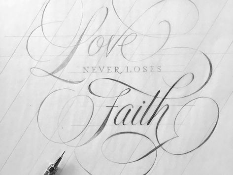 Love Never Loses Faith Sketch by Neil Secretario Girl Power Tattoo, Doodle Art Flowers, Doodle Art Journals, Tattoo Lettering Fonts, Art Videos Tutorials, Losing Faith, Art Disney, Art Nouveau Design, Calligraphy Letters