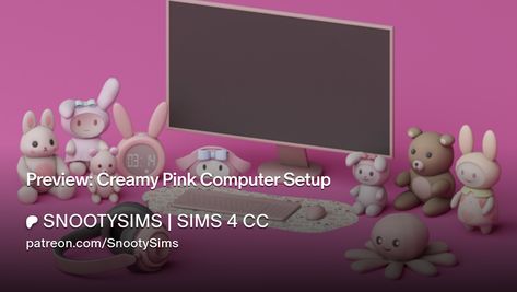 Preview: Creamy Pink Computer Setup | SNOOTYSIMS | SIMS 4 CC Pink Computer Setup, Sims 4 Pc Cc, Sims 4 Computer Cc, Sims 4 Phone, Sims 4 Pc, Pink Computer, Computer Set, Mac Desktop, Computer Setup