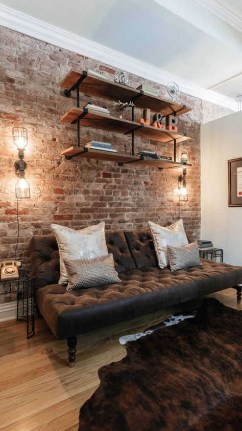 Rustic Industrial Decor Living Room, Industrial Home Office Design, Casa Rock, Industrial Living Room Furniture, Industrial Decor Living Room, Industrial Living Room Design, Industrial Living Room, Industrial Home Offices, Living Room Industrial