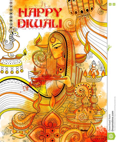 Diwali Theme Painting, Festival Of Lights Painting, Happy Diwali Painting, Happy Diwali Mandala Art, Diwali Theme Drawing, Diwali Festival Drawing Sketch, Diwali Drawing Sketch, Diya Doodle, Festival Illustration Art