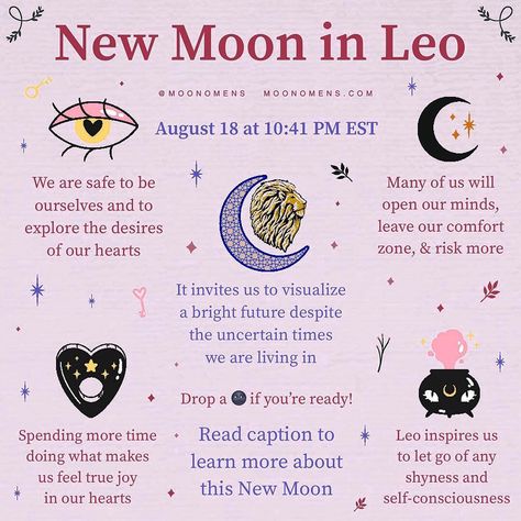 August 18th is the new moon! Sun and Moon in the sign of Leo invite us to visualize a bright future for ourselves. You need to rid yourself of outdated habits, relationships, careers, etc. to make room for something better.  Exercise🎯:  Write down your goals. Pray, manifest, or wish for these things as often as you can until the full moon ends the cycle on September 2nd.  Focus on the life of your wildest dreams. Believe and receive!  Illustration by @moonomens New Moon In Leo, Write Down Your Goals, Moon In Leo, Moon Astrology, Astrology Leo, New Moon Rituals, Moon Journal, Full Moon Ritual, Astrology And Horoscopes