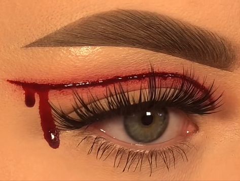 Blood Eyeliner, Blood Drop, Eyeliner Tutorial, Makeup Routine, Halloween Makeup, Maquillaje De Ojos, Eyeliner, Halloween, Makeup