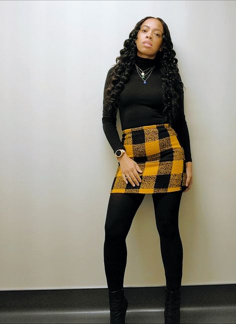 Mini skirt leggings ankle booties and turtleneck Plaid Skirt Leggings Outfit, Mini Skirt Leggings Outfit, Mini Skirt And Leggings Outfit, Skirt And Leggings Outfit, Mini Skirt With Leggings, Skirt Leggings Outfit, Legging Boots, Skirt With Leggings, Ian Falconer