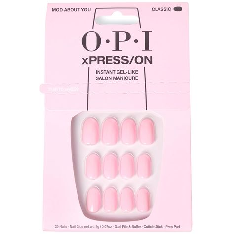 *Color: Mod About You *Up to 14 Days of Gel-Like Salon Manicure, Vegan, Sustainable Packaging, With Nail Glue Mod About You Opi, Natural Nail Tips, Short Pink Nails, Opi Pink, Best Press On Nails, Wella Color Charm, Nails Opi, Nail Effects, Sustainable Packaging