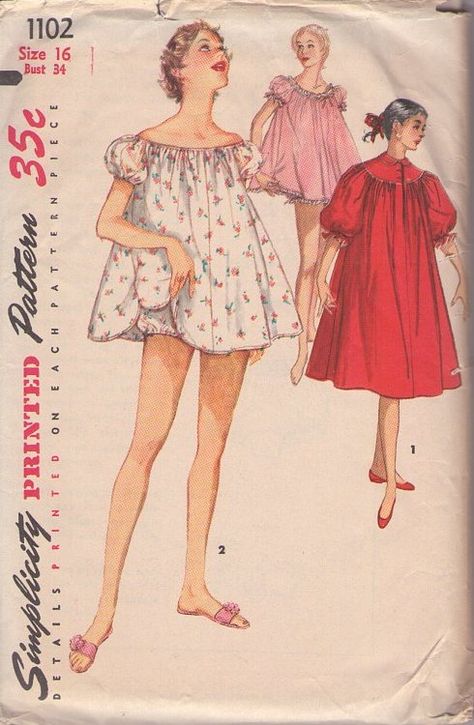 Babydoll Pajamas, Baby Doll Pajamas, 1950s Woman, Nightgown Pattern, Mother Daughter Fashion, 1950s Sewing Patterns, Vintage Fashion 1950s, Womens Golf, Trendy Sewing