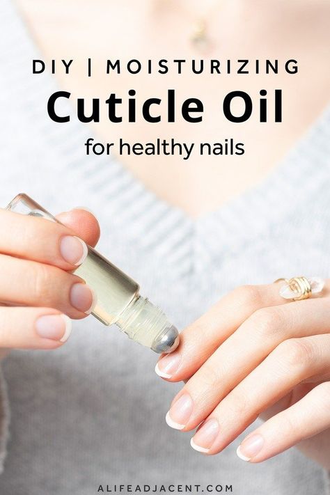 Learn to make a simple homemade cuticle oil for strong, healthy nails! This natural nail care recipe is the best way to strengthen weak, cracked, or peeling nails and cuticles. Nourishing plant oils help soften cuticles and prevent nail breakage so you can grow your nails longer and stronger. Skip the store bought nail oils and make your own with all natural oils, vitamin E and essential oils. #naildiy #alifeadjacent #nailcare Pregnancy Hair, Peeling Nails, Dry Cuticles, Natural Nail Care, Best Shampoo, Tongue Health, Nail Care Tips, Nail Oil, Brittle Nails