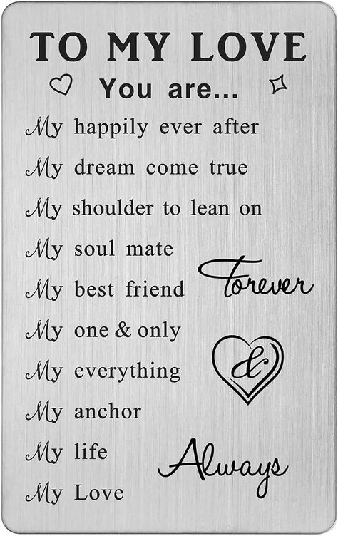 to My Love Wallet Card Gifts, 10 Reasons Why I Love You, Romantic Anniversary Ca | eBay Love Messages For Wife, Love My Wife Quotes, Sweetheart Quotes, Love My Husband Quotes, Card Gifts, Reasons Why I Love You, Sweet Romantic Quotes, Love You Husband, Meaningful Love Quotes