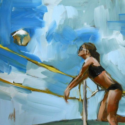 Beach volleyball girl original painting by moulton 6 x 6 inches ... Volleyball Lifestyle, Volleyball Drawing, Volleyball Aesthetic, Volleyball Ideas, Beach Volleyball Girls, Beach Sketches, Drawing Studio, Volleyball Posters, Volleyball Photography