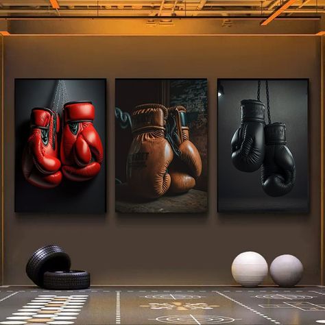 Boxing Themed Bedroom, Boxing Room Ideas, Gym Art Painting, Boxing Bedroom, Vintage Boxing Gym, Boxing Art, Billiards Bar, Vintage Boxing, Gym Poster