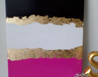 Kate Spade Decor, Painting With Gold, Gold Office, Stay Creative, Kate Spade Inspired, Pink Office, Gold Painting, Stylish Art, Leaf Wall