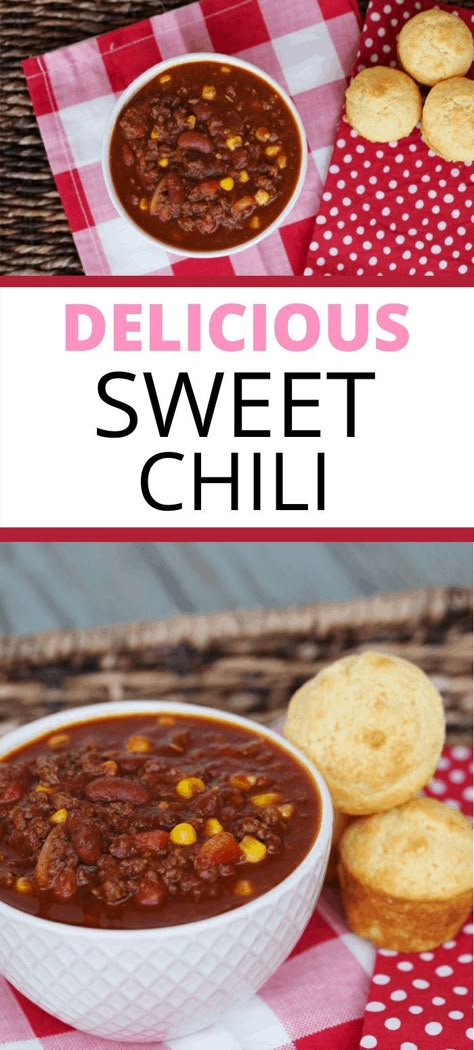 Sweet Chili Recipe Easy, Chili Recipe Crockpot Sweet, Sweet Chili Soup Recipe, Sweet Crockpot Chili, Crockpot Sweet Chili Recipe, Sweet Chilli Recipe Crockpot, Super Easy Chili Recipe, Chilli Recipe Sweet, Sweet Chili Crockpot Recipe