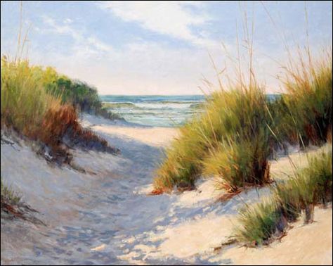 paintings of sea grass at the beach | say this scene epitomizes a perfect day spent at the beach, and ... Sea Oats, Coastal Painting, Beach Scene, Beach Painting, Seascape Paintings, Sand Dunes, Ocean Art, Beach Scenes, Beautiful Nature Scenes