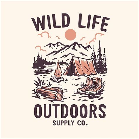 Funny Line Art, Outdoors Logo Design, Bd Design, Vintage Tshirt Design, Camping Vintage, Outdoor Logos, Mountain Illustration, Tshirt Design Inspiration, Shirt Design Inspiration