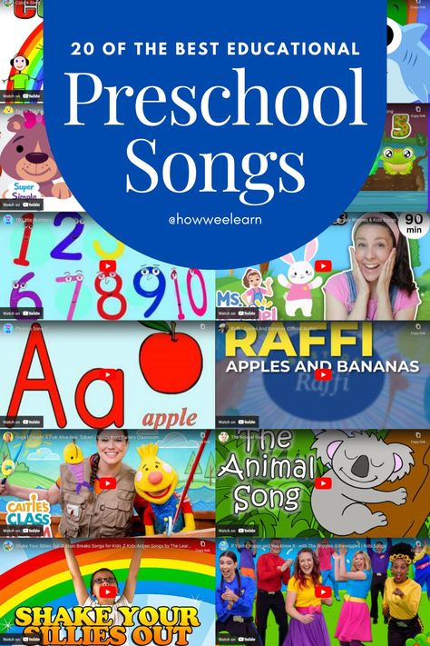 20 of the Best Educational Preschool Songs - How Wee Learn Best Preschool Songs, Back To School Songs Preschool, Fun Preschool Songs, Preschool Learning Songs, What To Teach In Preschool, Noah Activities, Prek Songs, Songs For Preschoolers, Songs Preschool