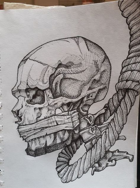 Skull Creative Drawing, Drawing Gothic Art, Creative Skull Drawing, Art Inspiration Drawing Creativity, Cool Skull Drawings Sketches, Cool Tattoo Drawings Sketches, Twisted Drawing, Ideas Drawing Inspiration Sketchbooks, Gothic Drawings Sketches