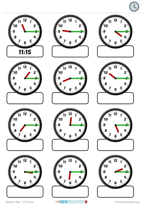 SEN Teacher ⋆ Clocks - Telling Time ⋆ Printable Worksheet Learning Time Clock, Clock Worksheets, Clock Printable, Time Clipart, Maths Worksheet, Learning Clock, Telling Time Practice, Maths Resources, Telling Time Worksheets