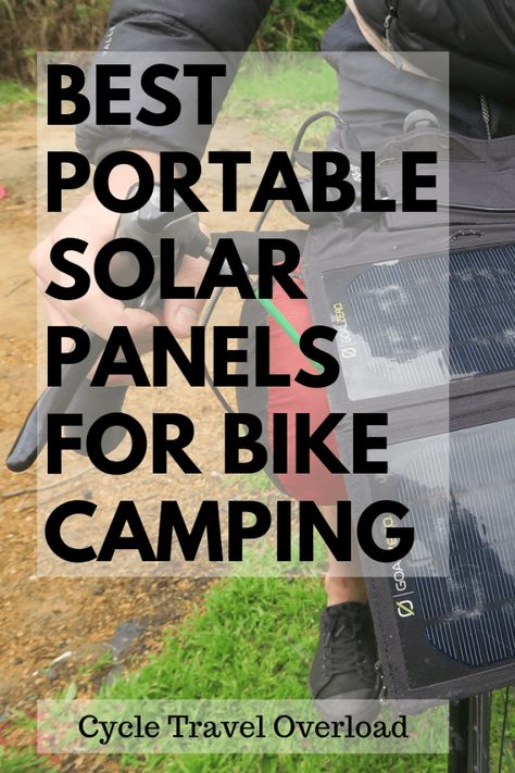 Solar panels can be a great addition to any bike touring gear list and make a convenient camping companion. Allowing you do be essentially off the grid, and be up in the mountains charging your devices, to continue to get you on your way......... Bike Touring Gear, Bikepacking Gear, Bicycle Camping, Gear List, Bike Camping, Portable Solar Panels, Cycling Trips, Bike Tour, Travel Bucket List