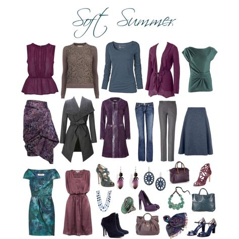 fashion for soft summer  | visit polyvore com Soft Summer Fashion, Summer Skin Tone, Soft Summer Palette, Soft Summer Color Palette, Soft Summer Colors, Below The Knee Dresses, Summer Color Palette, Seasonal Color Analysis, Grunge Dress