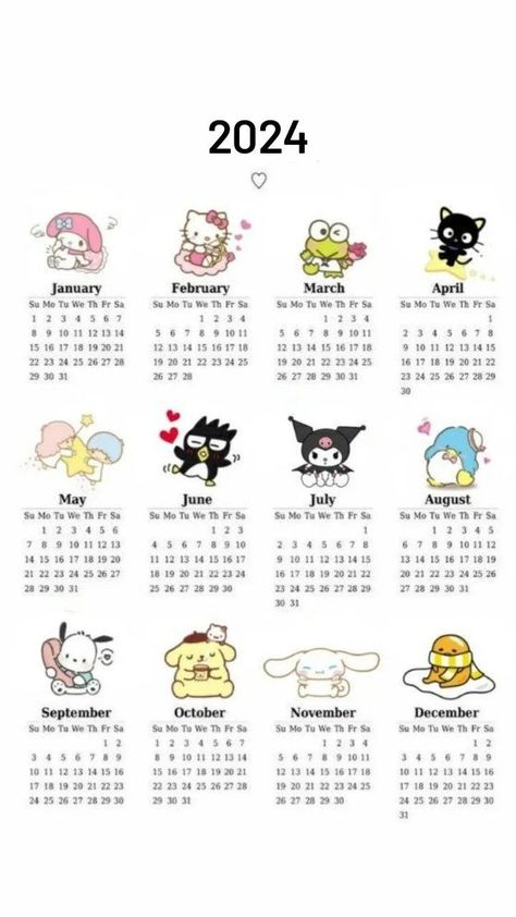 Hello Kitty Calendar, Calender Print, Paper Dolls Clothing, Cute Calendar, The Best Wallpapers, Melody Hello Kitty, 강아지 그림, Sanrio Wallpaper, Kitty Plush