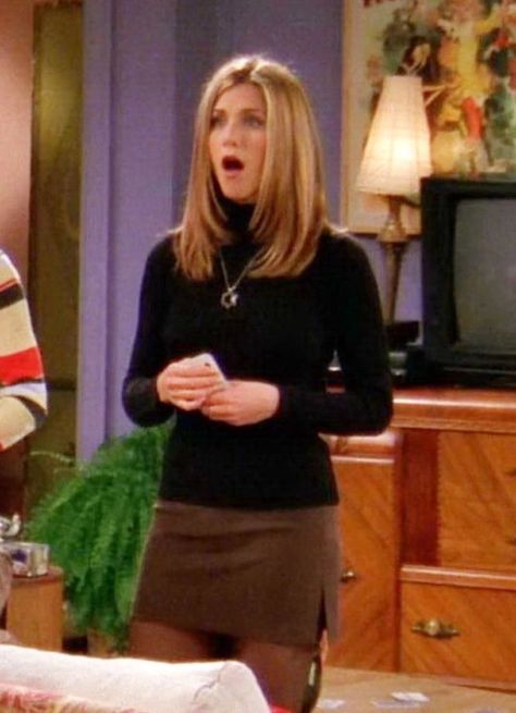 Rachel Green Turtleneck Outfit, Rachel Green Turtleneck, Rory Gilmore Turtleneck, Jen Aniston Hair, Friends Fits, Rachel Greene, Estilo Rachel Green, Internship Outfit, Rachel Green Style