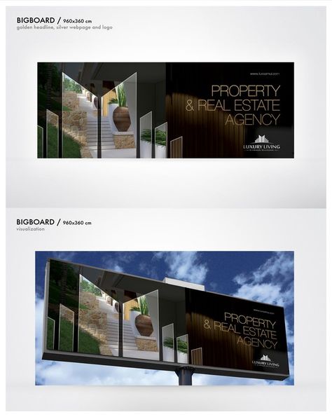 Luxury real estate company looking for A new billboard design concept- Prize guarantee !!! by Jourka design Luxury Billboard Design, Real Estate Billboard Design, Landscape Banner Design, Hoarding Board, Luxury Real Estate Logo, Hoarding Design, Realtor Logo Design, Real Estate Banner, Design Real Estate