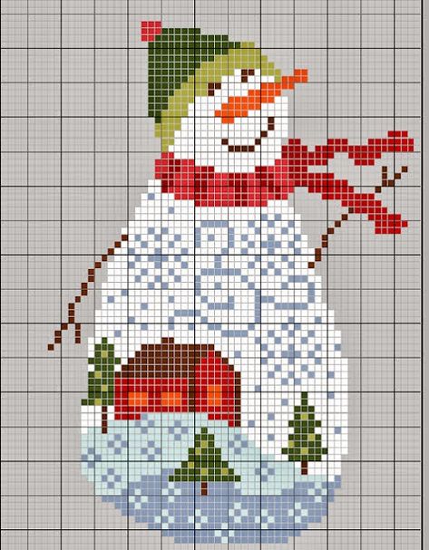 Beaded Decorations, Snowman Cross Stitch Pattern, Stitching Ideas, Cross Stitch Freebies, Holiday Cross Stitch, Xmas Cross Stitch, Winter Cross Stitch, Cross Stitch Christmas Ornaments, Stitch Ideas