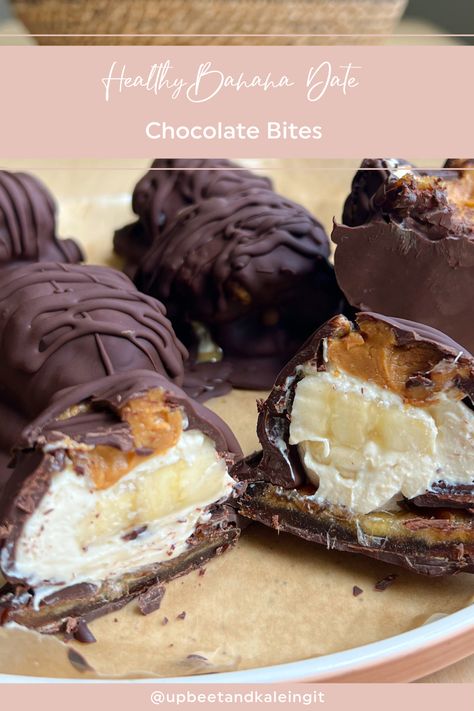 Healthy Banana Date Chocolate Bites Recipes Date Chocolate, Lemon Raspberry Muffins, Gluten Free Sweet Potato, Healthy Donuts, Bites Recipes, Sweet Potato Brownies, Dairy Free Chocolate Chips, Chocolate Bites, Banana Bites