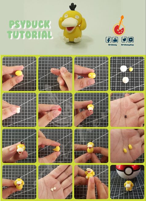 Psyduck charm tutorial #psyduck #pokemon #tutorial #clay #claycraft Polymer Clay Pokemon Tutorial, Clay Pokemon Easy, Pokemon Clay, Clay Pokemon, Air Clay, Clay Diy Projects, Clay Craft, Clay Charms, Dry Clay