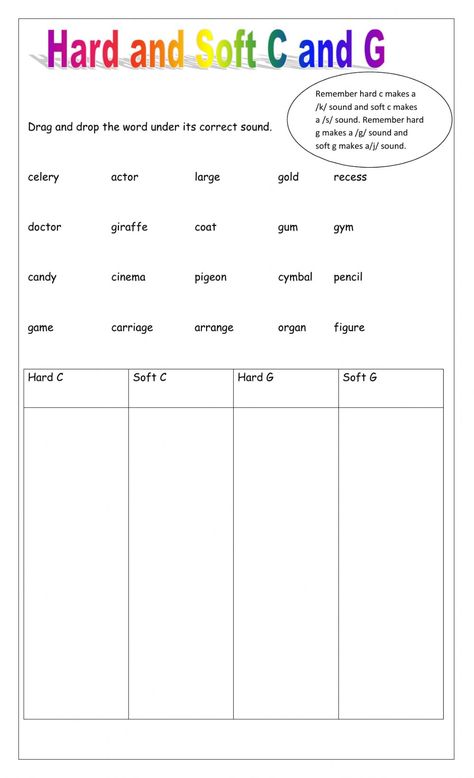 Soft C And G Worksheets, Soft C Worksheets, G Worksheet, Soft C And G, English Spelling Rules, Compound Words Worksheets, Symmetry Worksheets, Writing Practice Worksheets, English Spelling