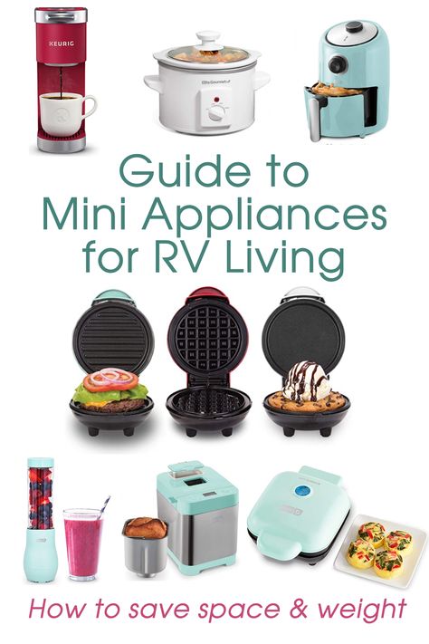 Save space with these great mini versions of your home appliances to use in your RV or camper while camping. Mini Appliances Tiny House Kitchens, Mini Grill Recipes, Rv Kitchen Appliances, Mini Kitchen Appliances, 12 Volt Appliances, Cooking Substitutes, Rv Cooking, Rv Appliances, Camping Oven