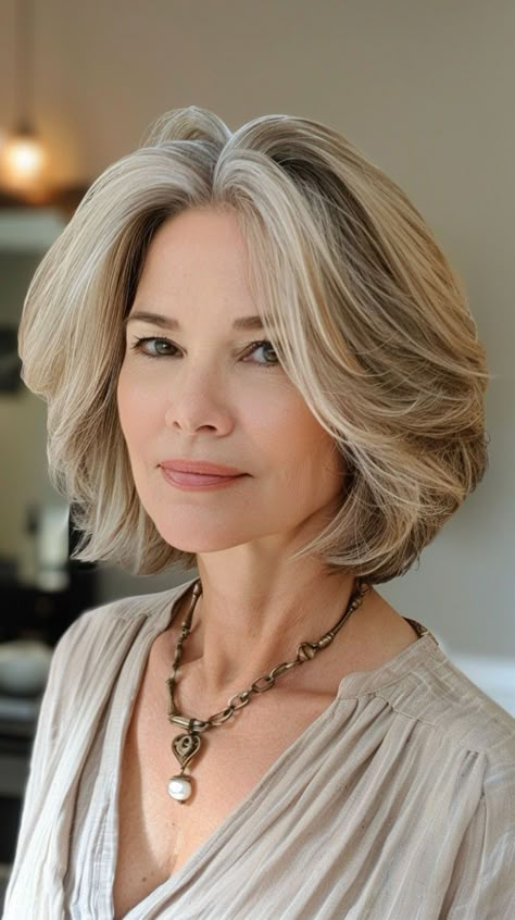 Medium Relaxed Hair, Short Silver Hair, Layered Haircuts For Medium Hair, Beautiful Gray Hair, Sleek Bun, Gray Hair Cuts, Haircut Inspiration, Hair Color For Women, Haircuts For Medium Hair