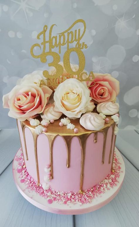 ladies gold drip cake with silk roses Ladies 40th Birthday Cake, 30th Birthday Cake Ideas For Ladies, Golden Birthday Cakes For Girls Gold, Dirty Thirty Cakes For Women, 30th Bday Cakes For Women, Cake For 30th Birthday For Her, Elegant Birthday Cakes For Ladies, 30th Birthday Cake For Her, 30th Birthday Cake For Women