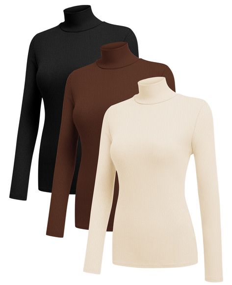 PRICES MAY VARY. Fabrics: The Basic Tee Shirts are made with breathable, stretchy, and skin-friendly ribbed materials.Super soft and elastic, lightweight and Comfortable to wear. Feature: Turtleneck Shirts for women, long sleeve shapes the perfect outline of your arms. These design elements add a touch of femininity and elegance, making this high neck tops for ladies a fashionable choice. Match for all styles: Ekoauer long sleeve thermal tops go well with denim bottoms, leggings, pants, skirts, Sleeve Shapes, Turtle Neck Outfit Women, Thermal Shirt Women, Wishlist Christmas, Fall Winter Capsule Wardrobe, Parisian Outfits, Brown Turtleneck, Thanksgiving Outfit Women, Denim Bottoms